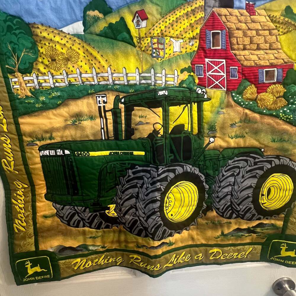 John Deere Tractor Wall Hanging Quilted Flag Tapestry 31” X 31” Barn Farm Handma - Picture 3 of 4